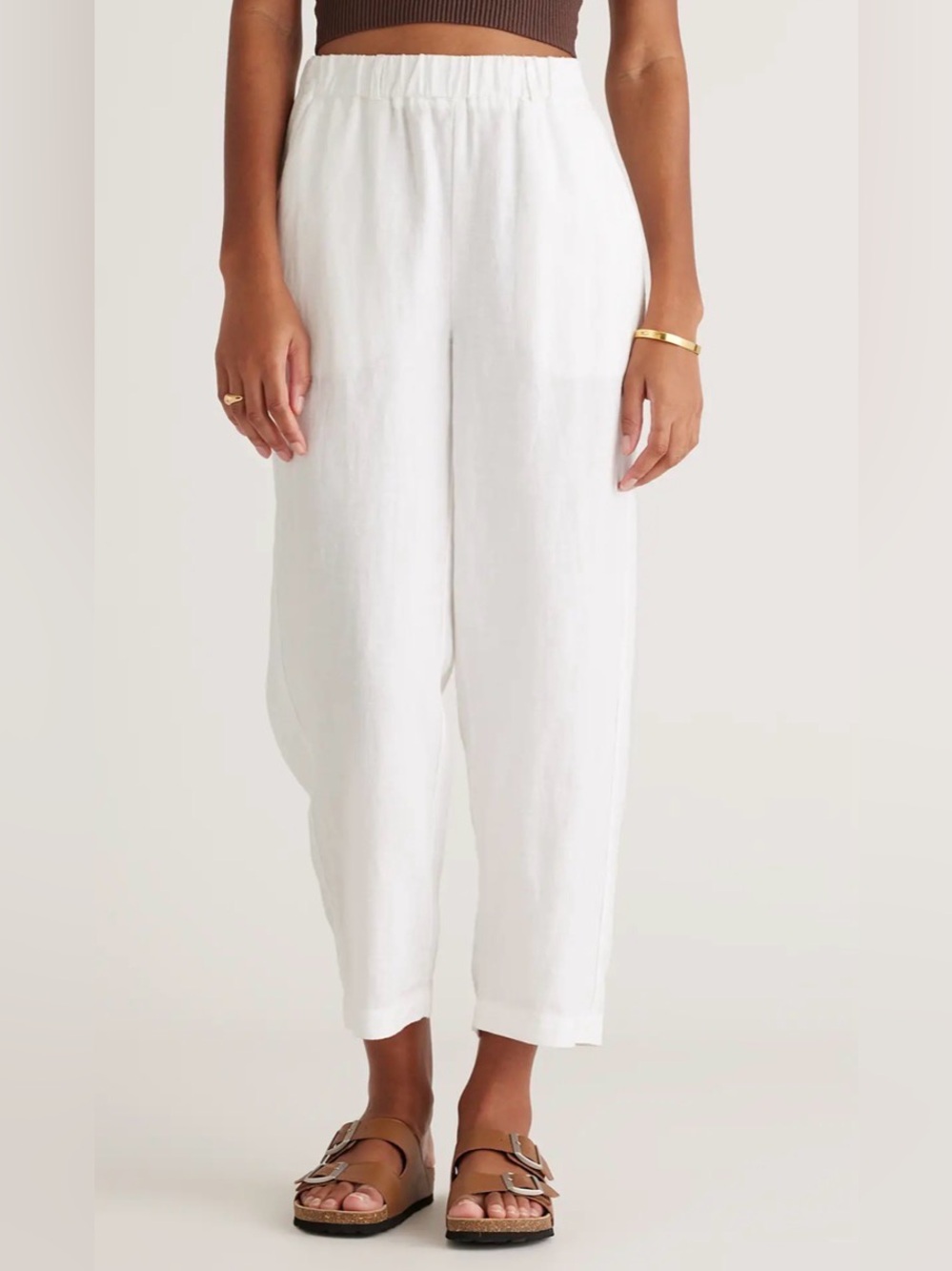 NWT Quince 100% European Linen Pull On Pants White Summer Straight Leg Women’s S